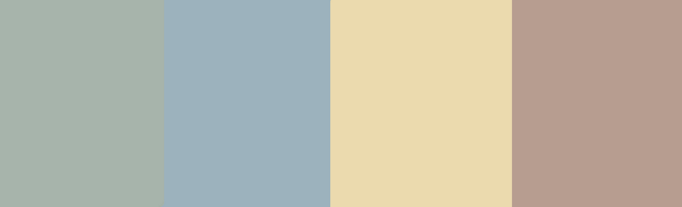 All Benjamin Moore 1) Raindance 2) Early Morning 3) Bronzed Beige 4) Muddy York