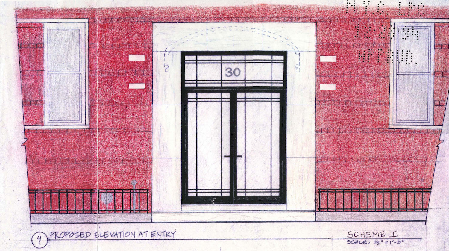 New York City Landmarks Preservation Commission Approved Exterior Elevation Drawing