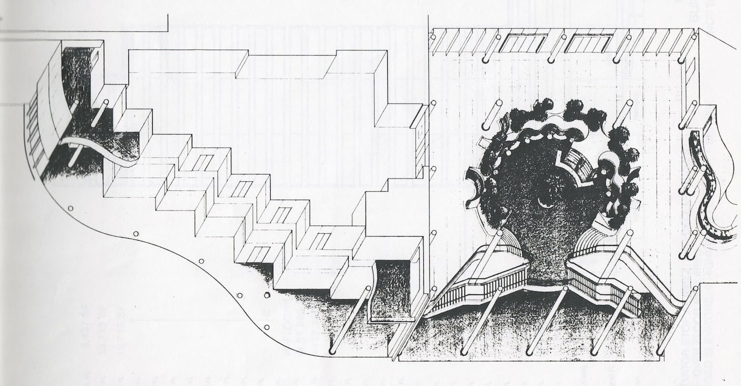 Retail Wing & Hotel Lobby Axonometric Drawing