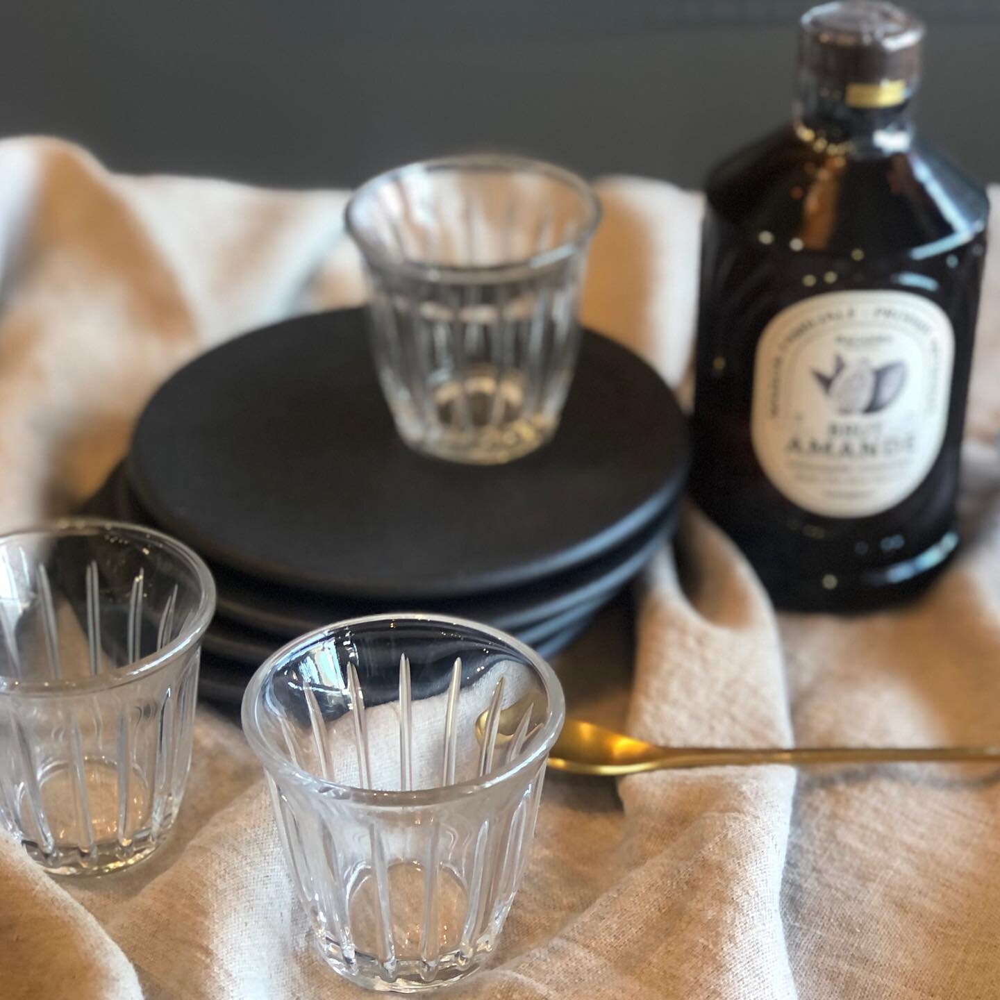 Sweetest glass espresso cups have arrived! These would look so pretty on open kitchen shelving, gives a little light and sparkle! 
Made in France, open stock.
