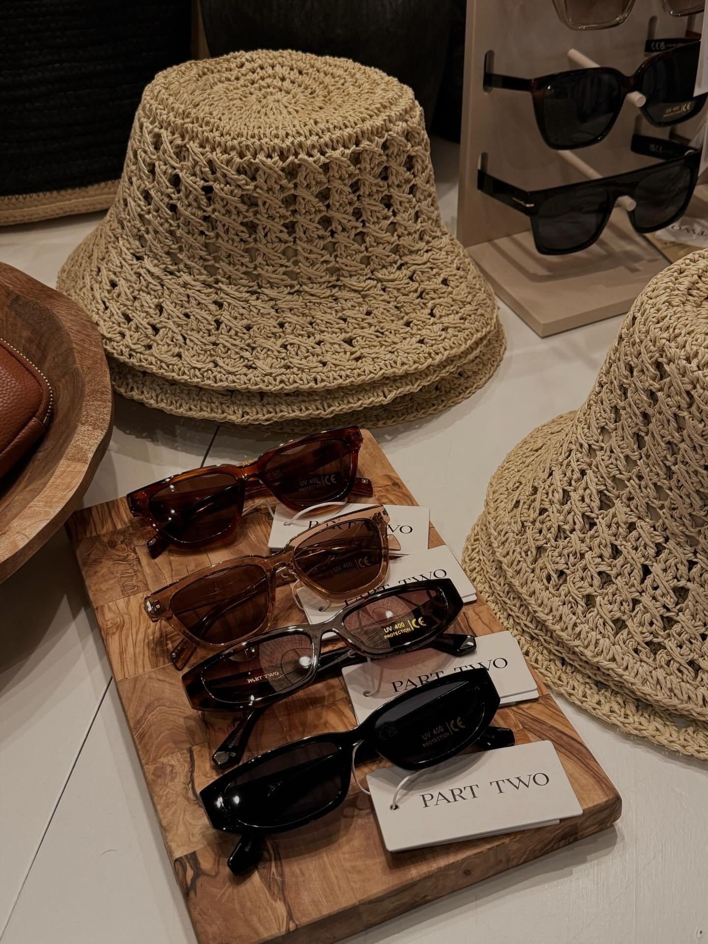 Long weekend ready! Lots of styles of sunnies have arrived and some sweet raffia bucket hats and bags! 
We are in the shoppe 10-5 today!