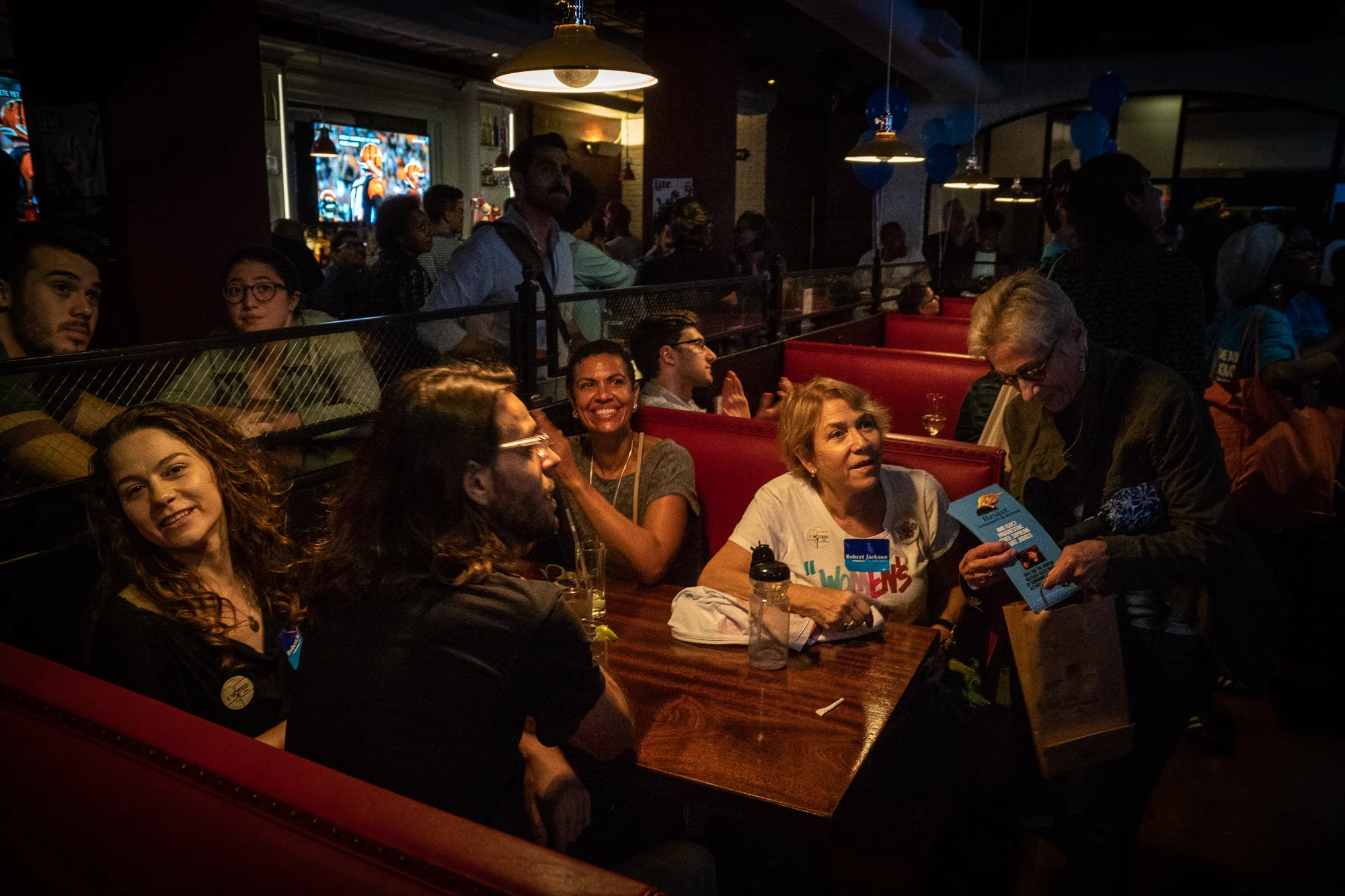At 8 PM, an hour before polls closed, the booths at Crazy Annie’s on Broadway were not yet full - but were soon to be.