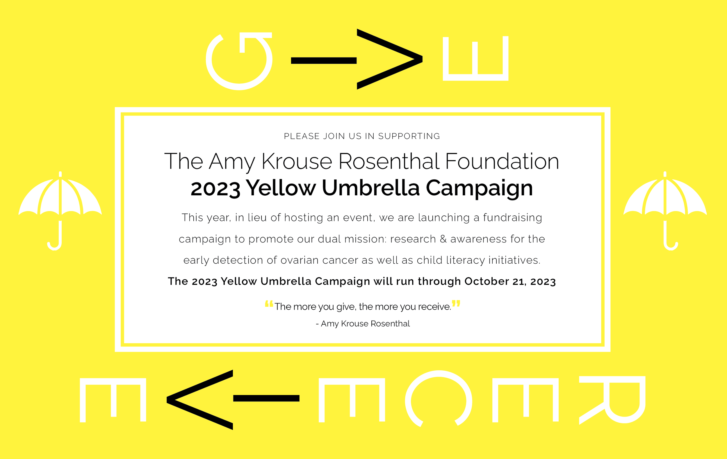 YELLOW UMBRELLA CAMPAIGN — Amy Krouse Rosenthal Foundation