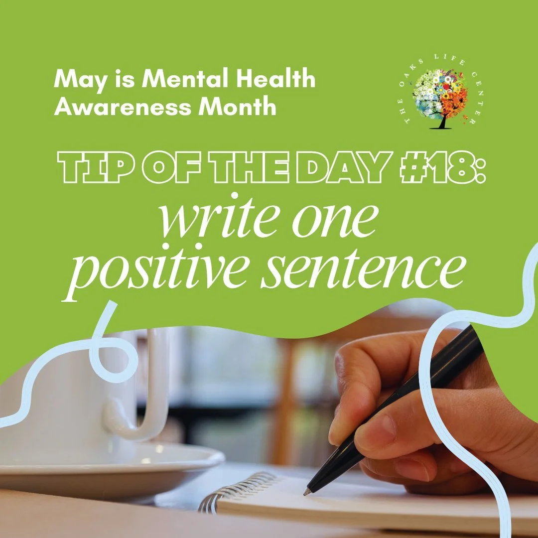 Keep it simple and true. About your day, yourself, or something small. ✍️ 

Follow along all month for simple, DBT-inspired ways to build more positive moments. Save this for later 🤍

#MoreGoodDaysTogether #MHM2026 #MHM #MentalHealthMonth #TheOaksLi