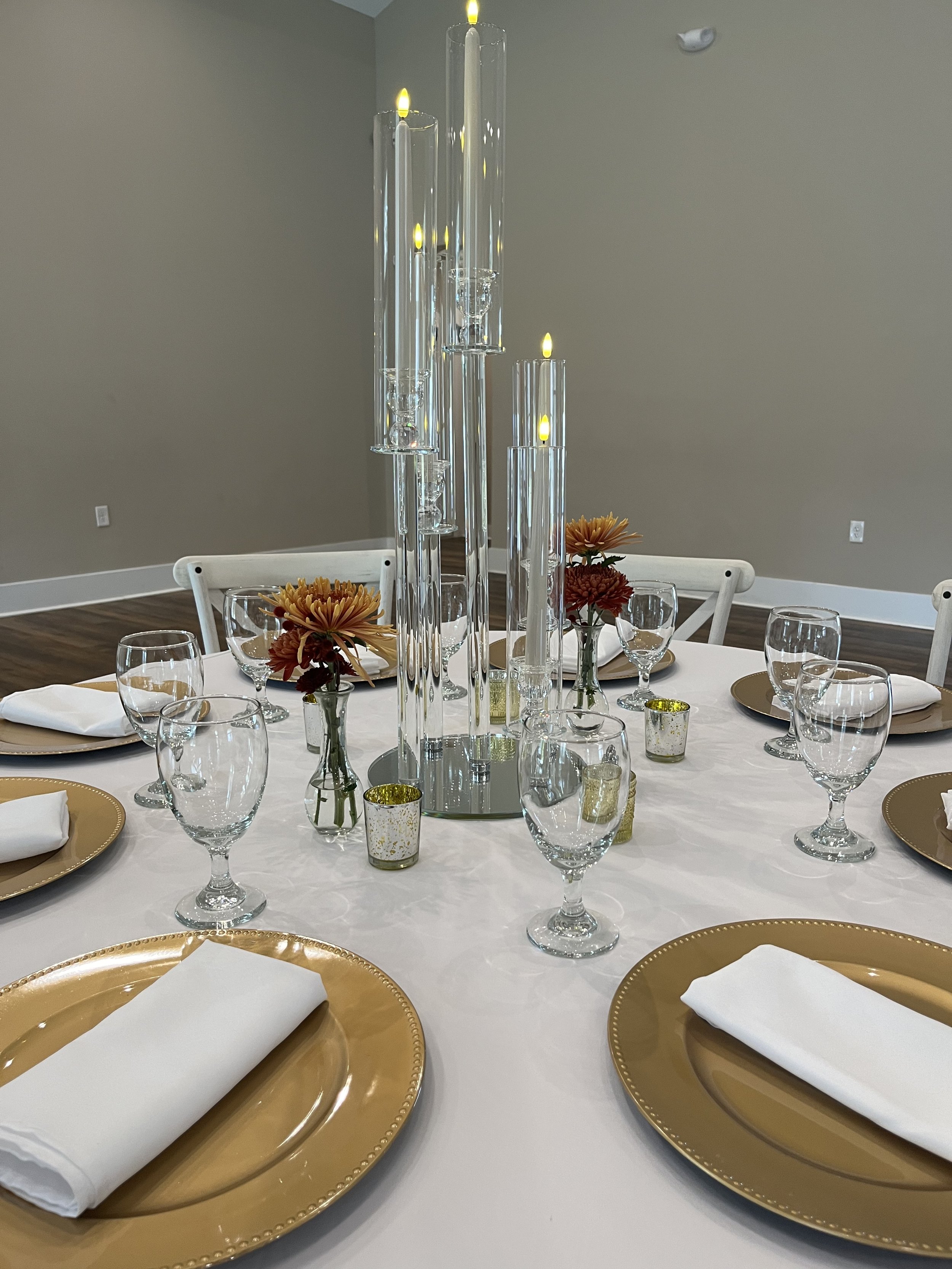 Modern 5 Arm and 3 Arm Candleabras with LED Tapers - Inventory: 10