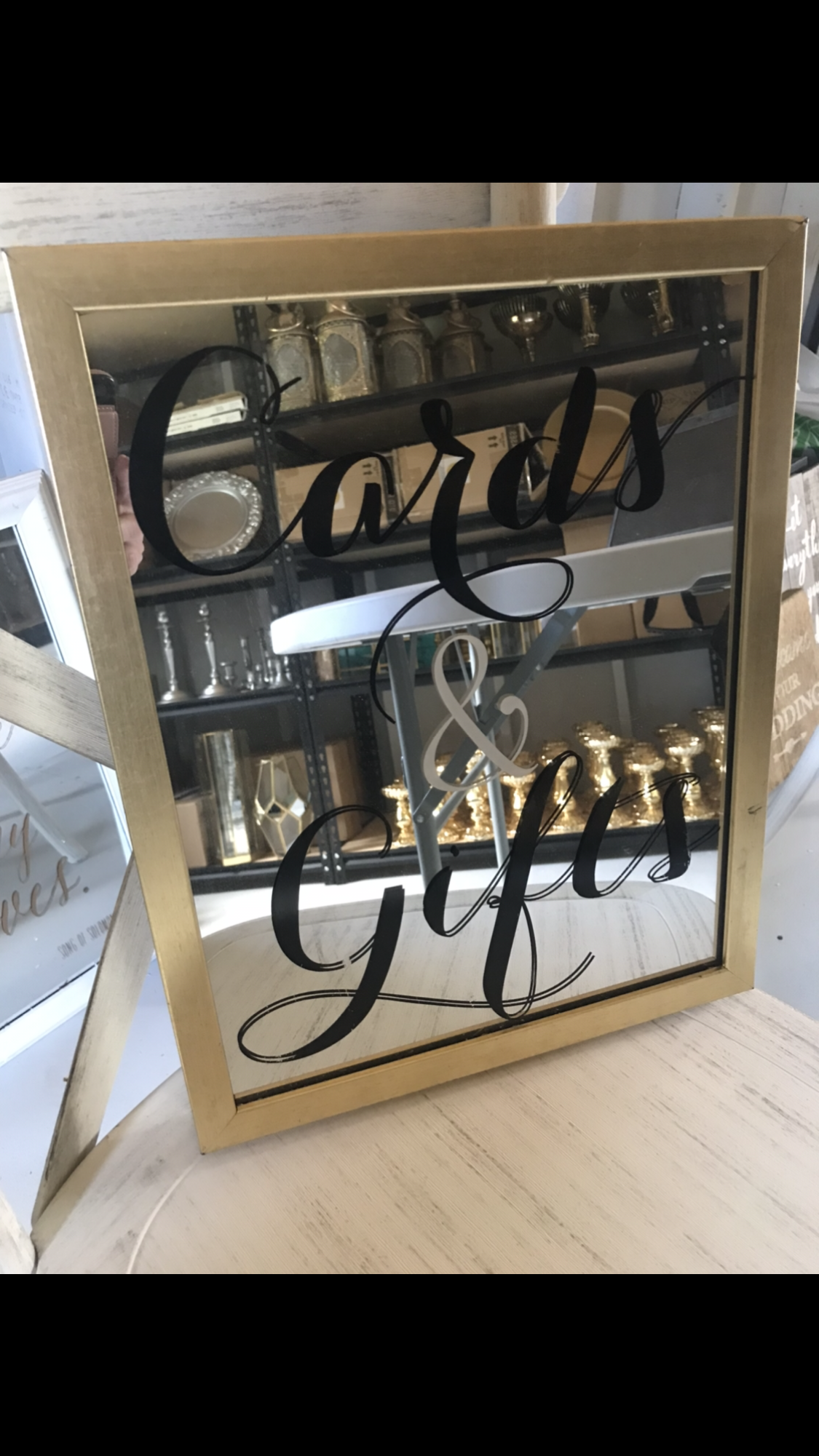 Gold Frame - Mirror Cards & Gifts Sign (Small)