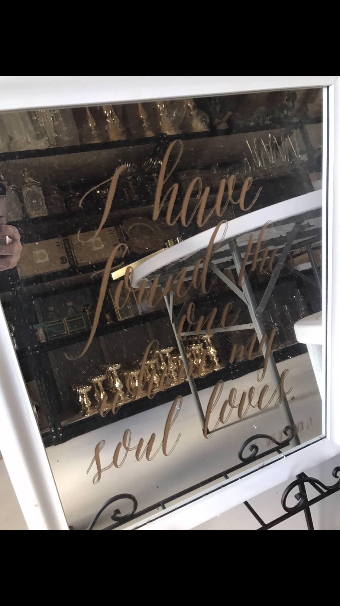 White Frame - Mirror 'I have found the one my soul loves' sign