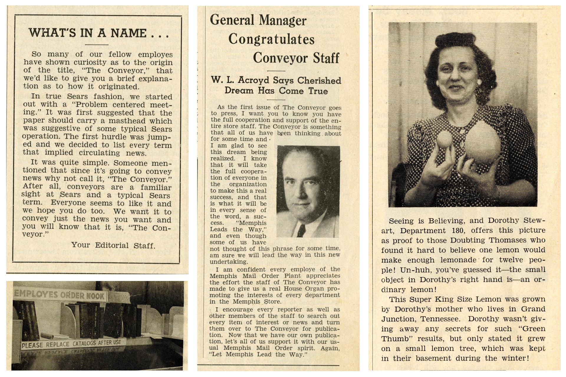 Clippings from the First Issue of The Conveyor, June 19th, 1945