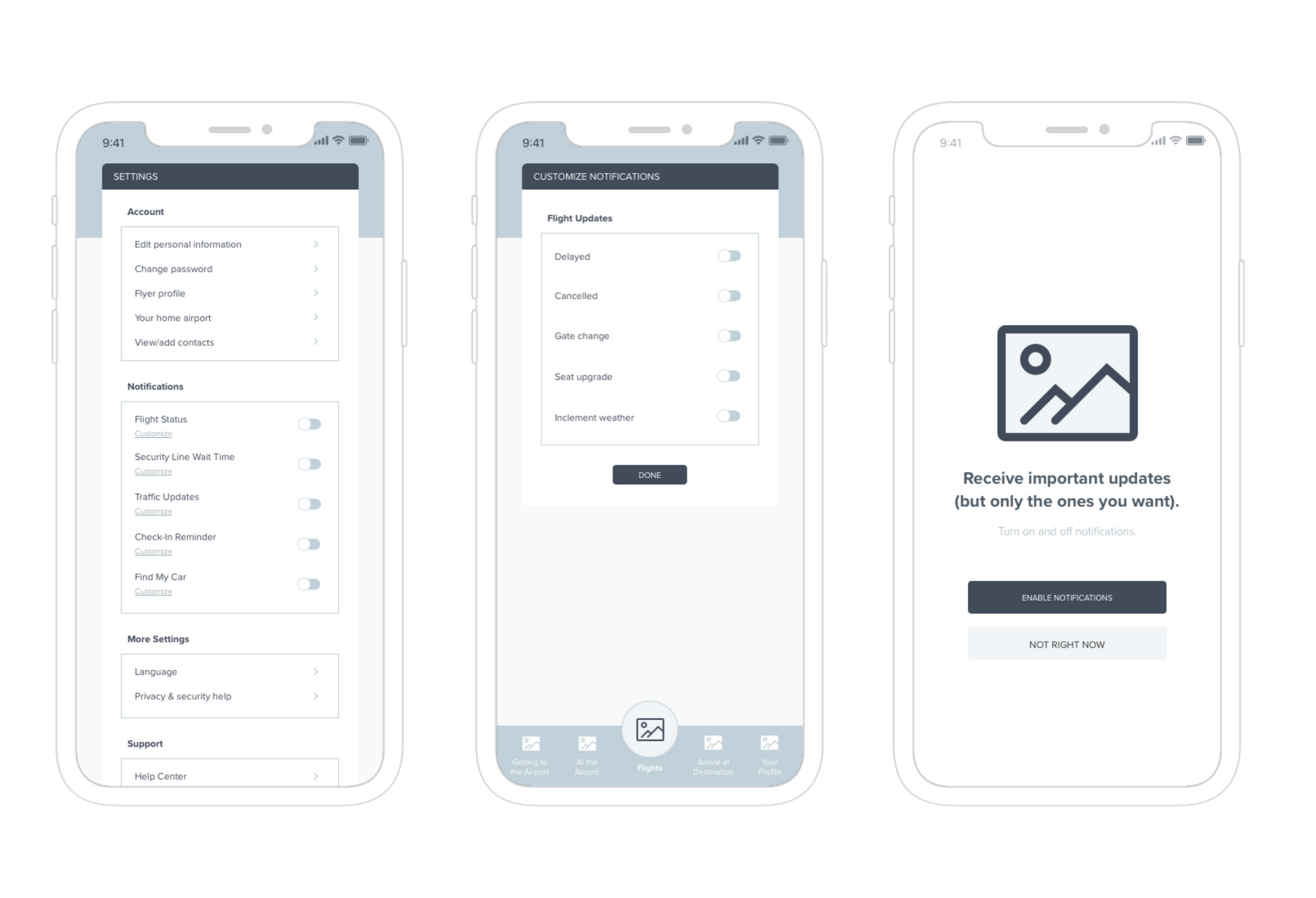 User settings and notification preferences