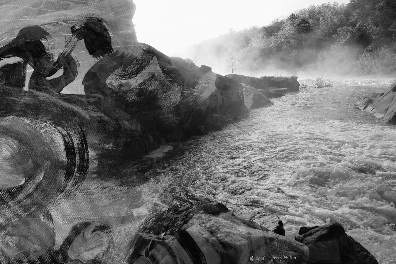 Awakening- Double exposure of my painting and The St Francis River