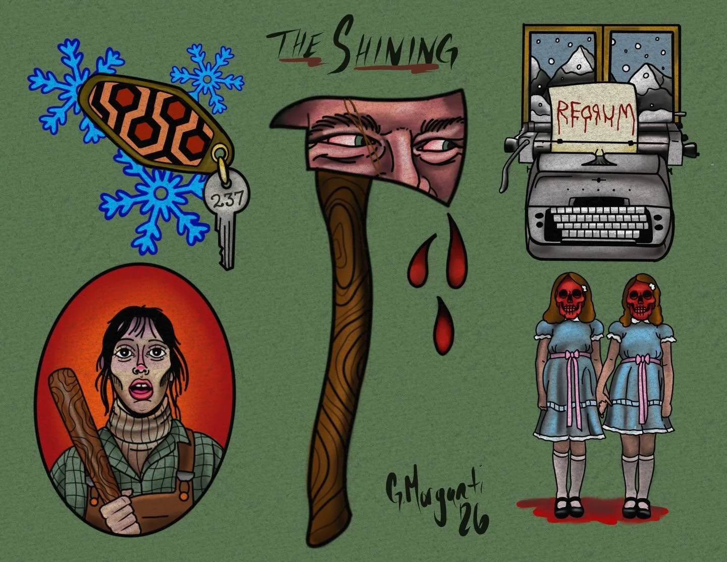 &ldquo;All work and no play makes Jack a dull boy.&rdquo; ❄️🩸💀
Available to be tattooed, must be color, no changes to the designs.
DM to claim, deposit required.
-
-
#theshining #theshiningtattoo #tattooflash #horrortattoo #tattooartist #tattooart 