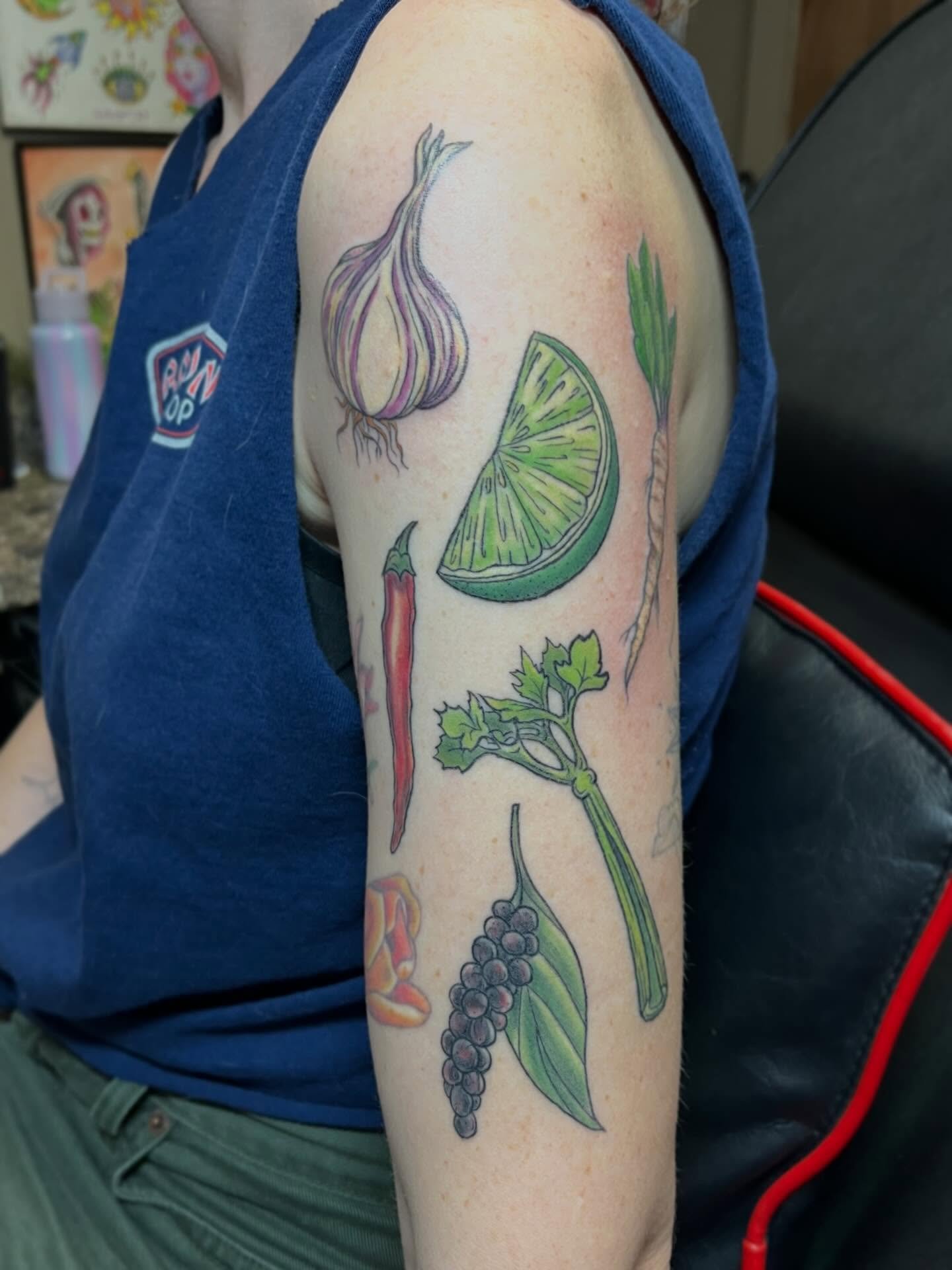 Bloody Mary ingredients minus tomatoe 🍅 
I have some openings left in April, and booking May &amp; June ☀️ Saturdays fill up fast so book ahead if you can!
-
-
-
#tattoos #bloodymary #tattooart #buffalove #buffalony
