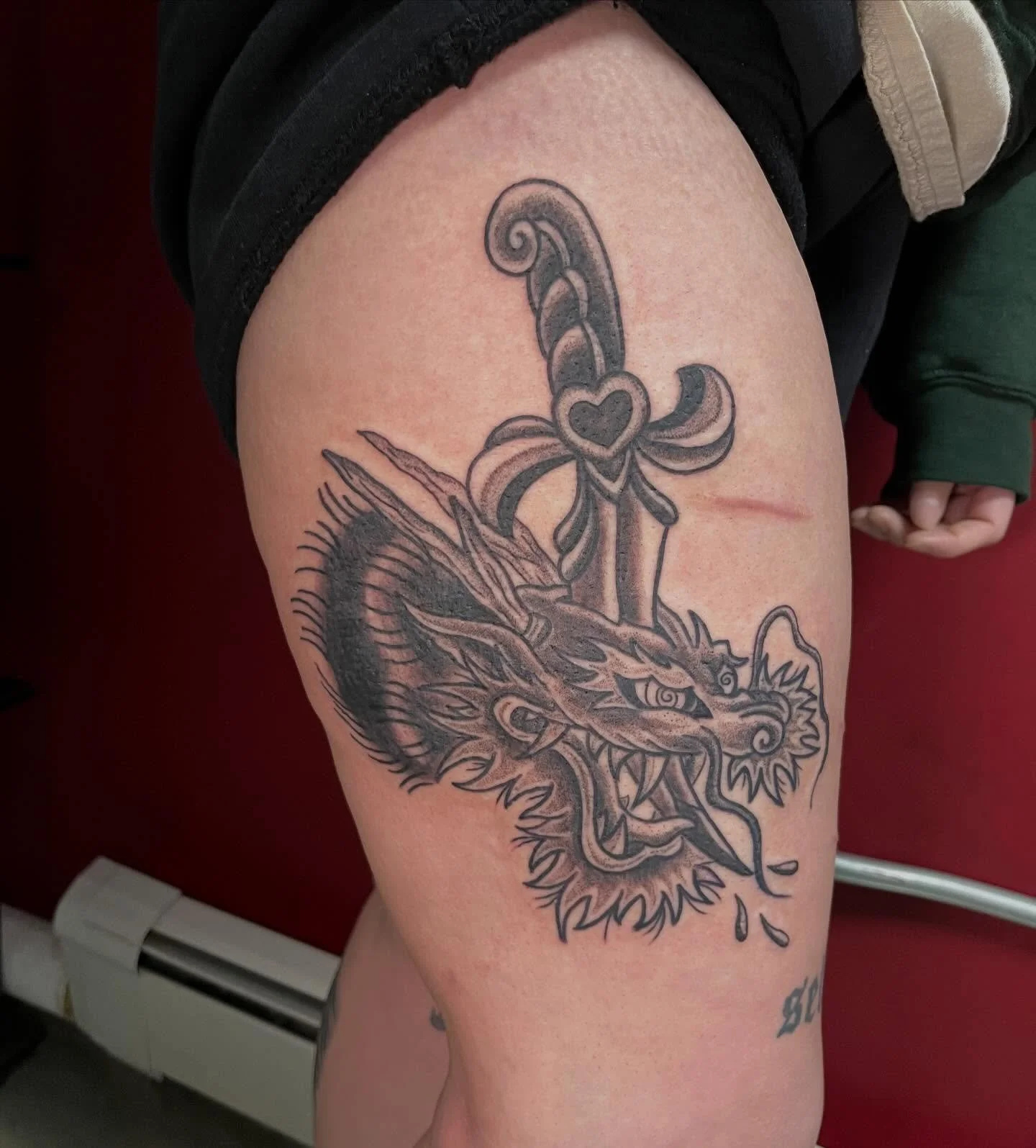 Obsessed with this dragon and dagger from a few weeks ago.🐉🗡️
I have a few openings left in May, booking into June &amp; July. ☀️
-
-
-
#dragontattoo #boldtattoo #blackandgrey #buffalotattooartist #716