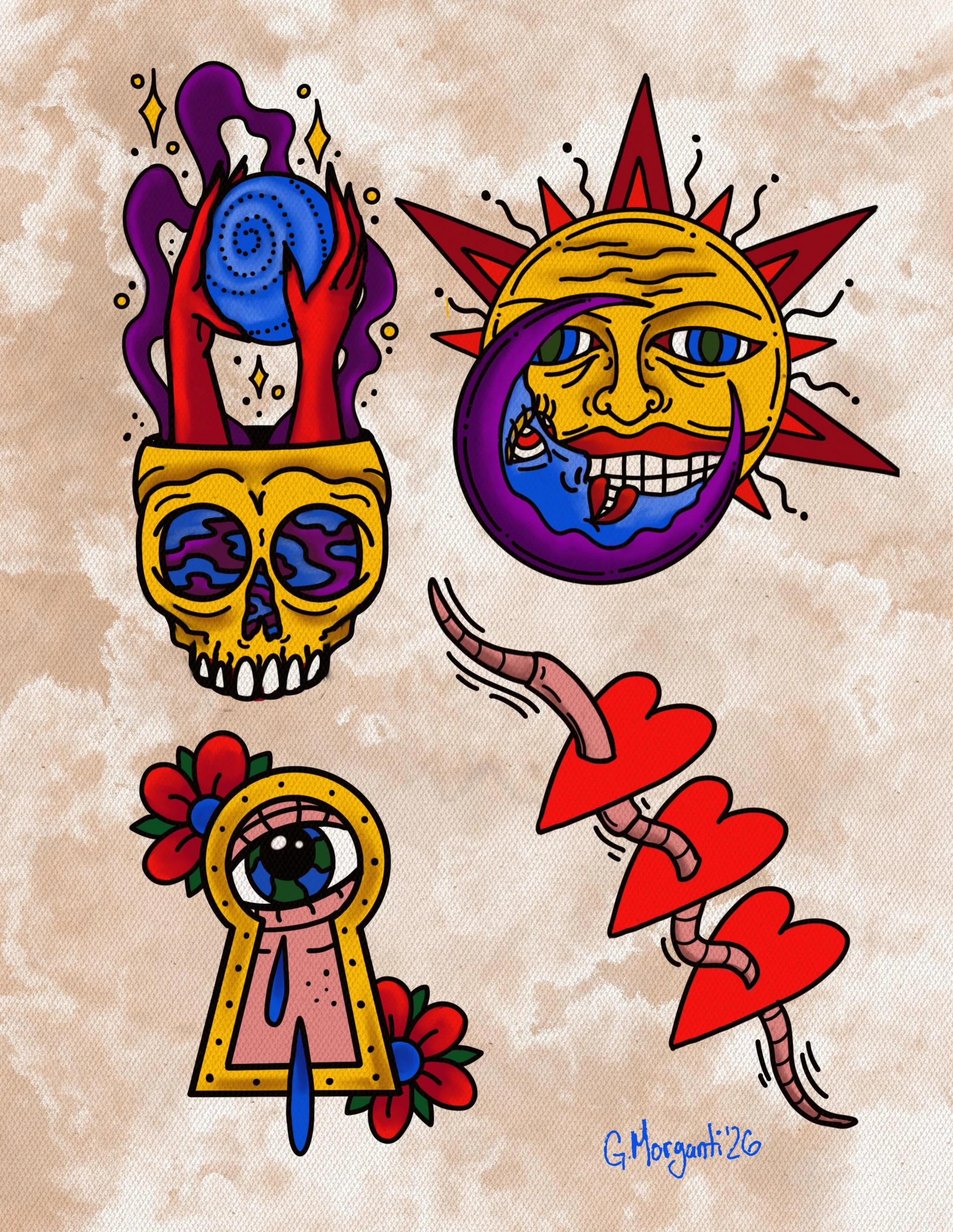 Would love to tattoo &hearts;️
Color, $150-250 
I would love to do more bolder color work, so I&rsquo;ll be putting out more designs to reflect that. 
DM to book
