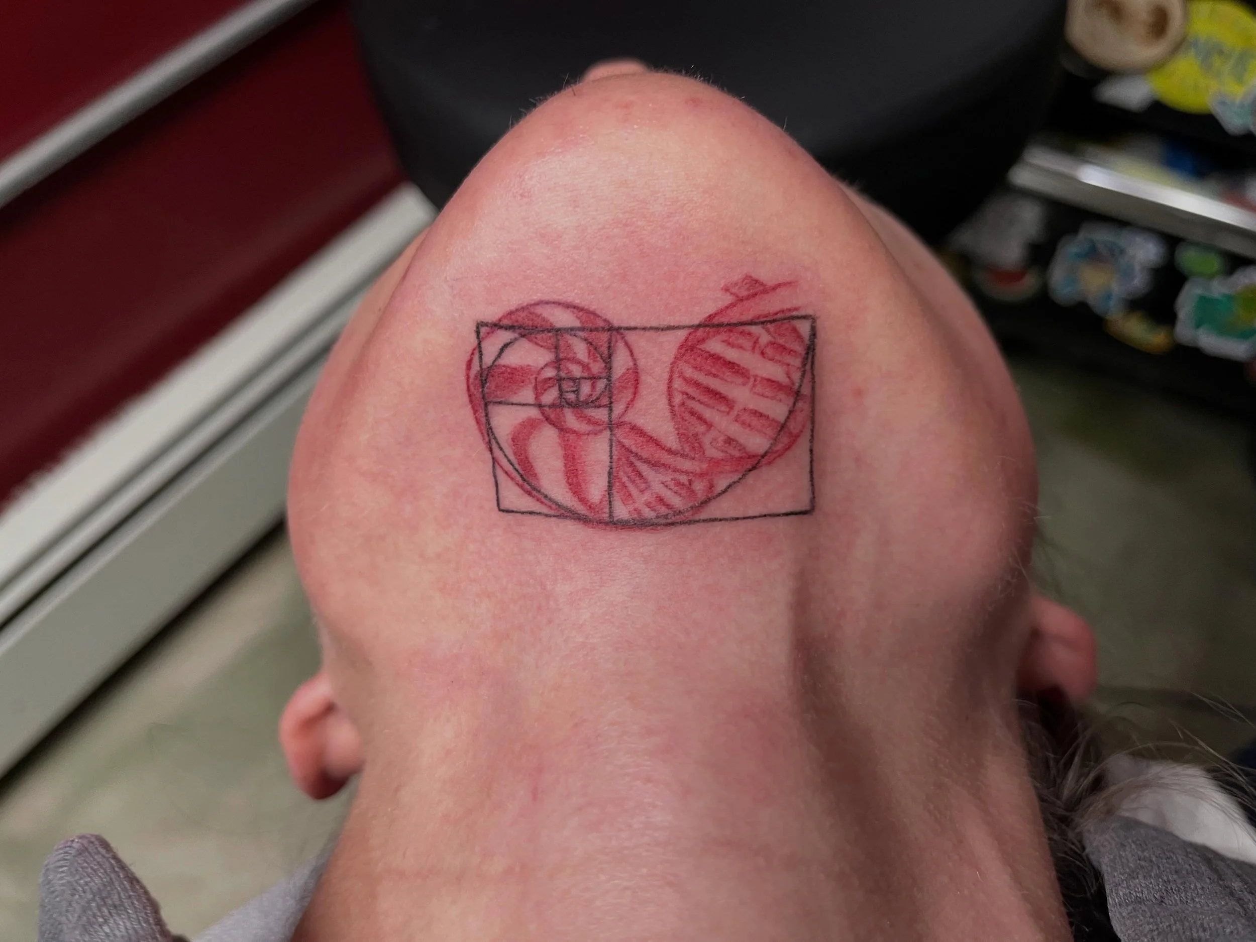 Fibonacci Sequence🌀 
First time tattooing under the chin and what a challenge it was! Interested to see how this heals, I was holding my breath the whole time tattooing this. 😅Thanks for the trust and bringing me such an interesting tattoo concept!