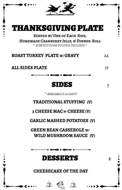 THANKSGIVING MENU SPECIALS!