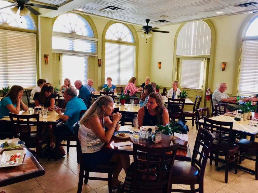 Evergreen’s dining area has a lot of tables but is not cramped