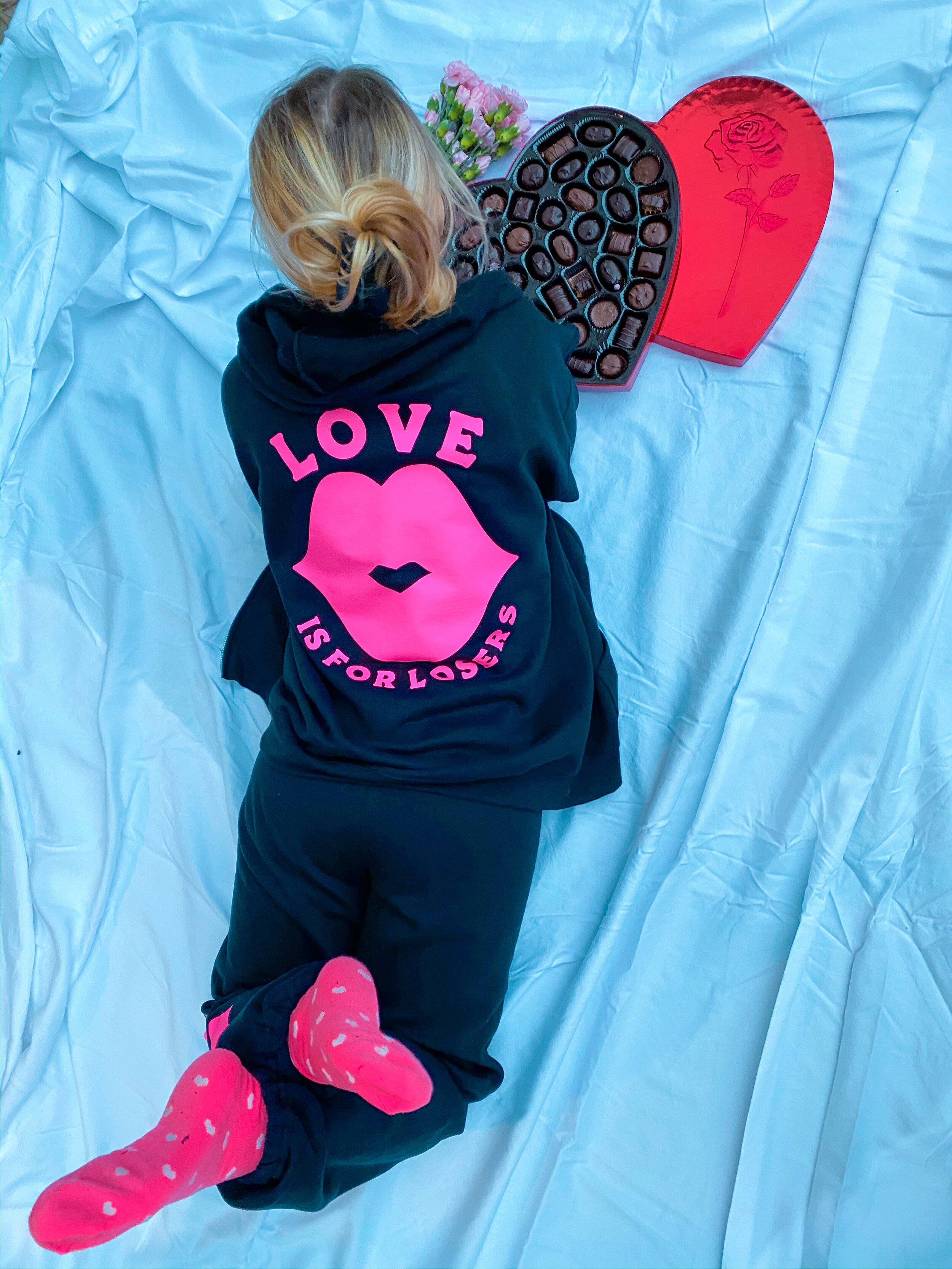 Neon Pink on Black Zipper Hoodie