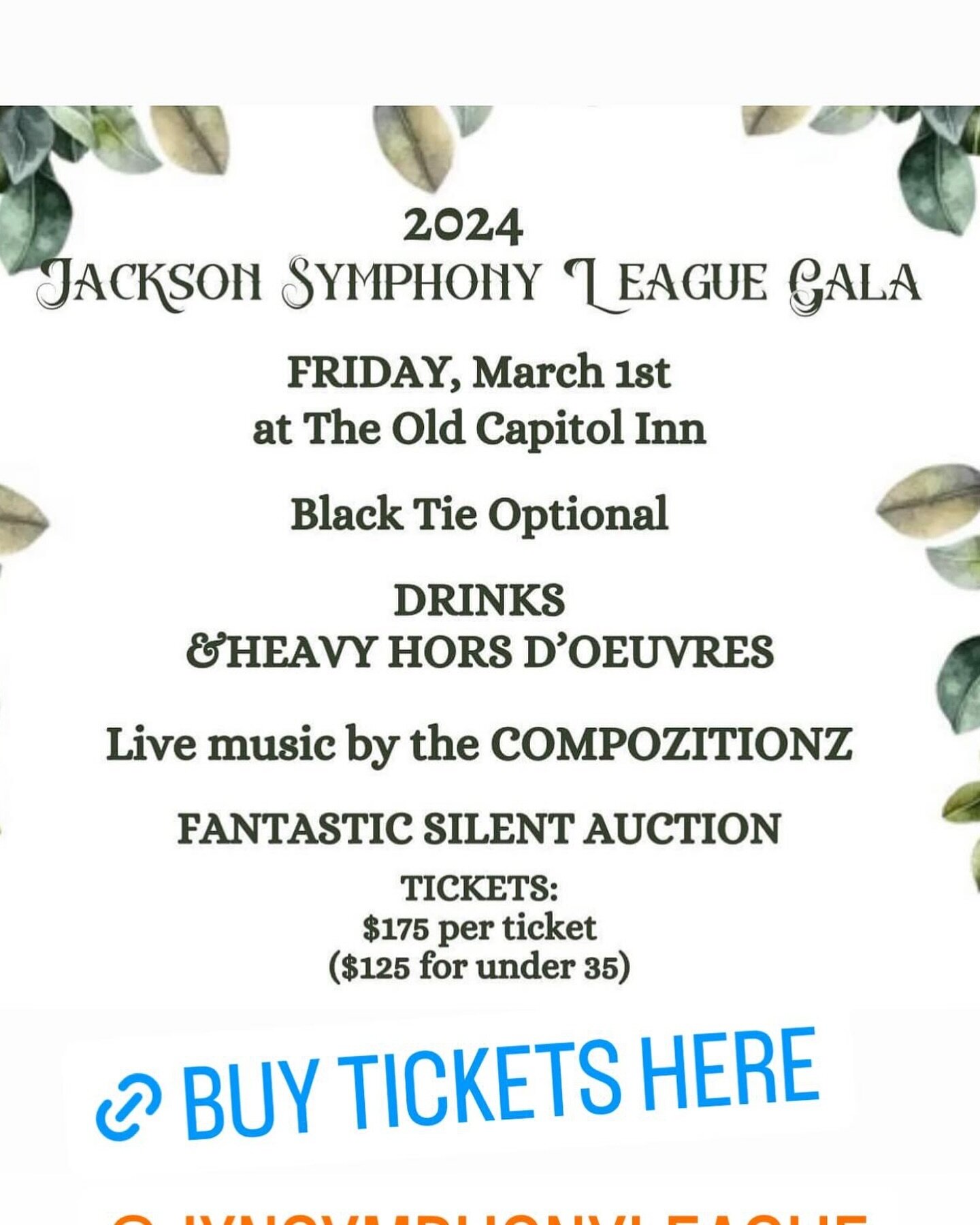 Jackson Symphony League&rsquo;s &ldquo;An Enchanted Evening&rdquo; gala is set for March 1, 2024 benefiting Mississippi Symphony Orchestra. 

Tickets are still available, please visit: Jacksonsymphonyleague.com for ticket details!
Mississippi Symphon