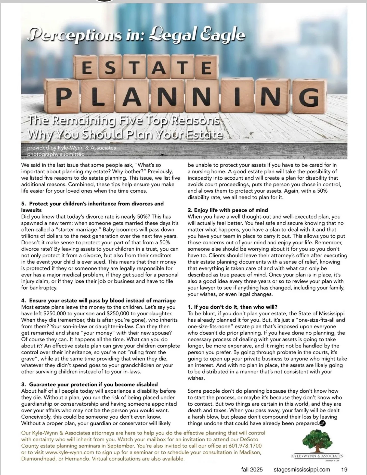 📖 LEGAL EAGLE: ESTATE PLANNING
featured in 𝑷𝒆𝒓𝒄𝒆𝒑𝒕𝒊𝒐𝒏𝒔 𝒊𝒏: 𝑳𝒆𝒈𝒂𝒍 𝑬𝒂𝒈𝒍𝒆, provided by Kyle-Wynn &amp; Associates
@kylewynnassociates 

Estate planning isn&rsquo;t just for the wealthy &mdash; it&rsquo;s for anyone who wants peac
