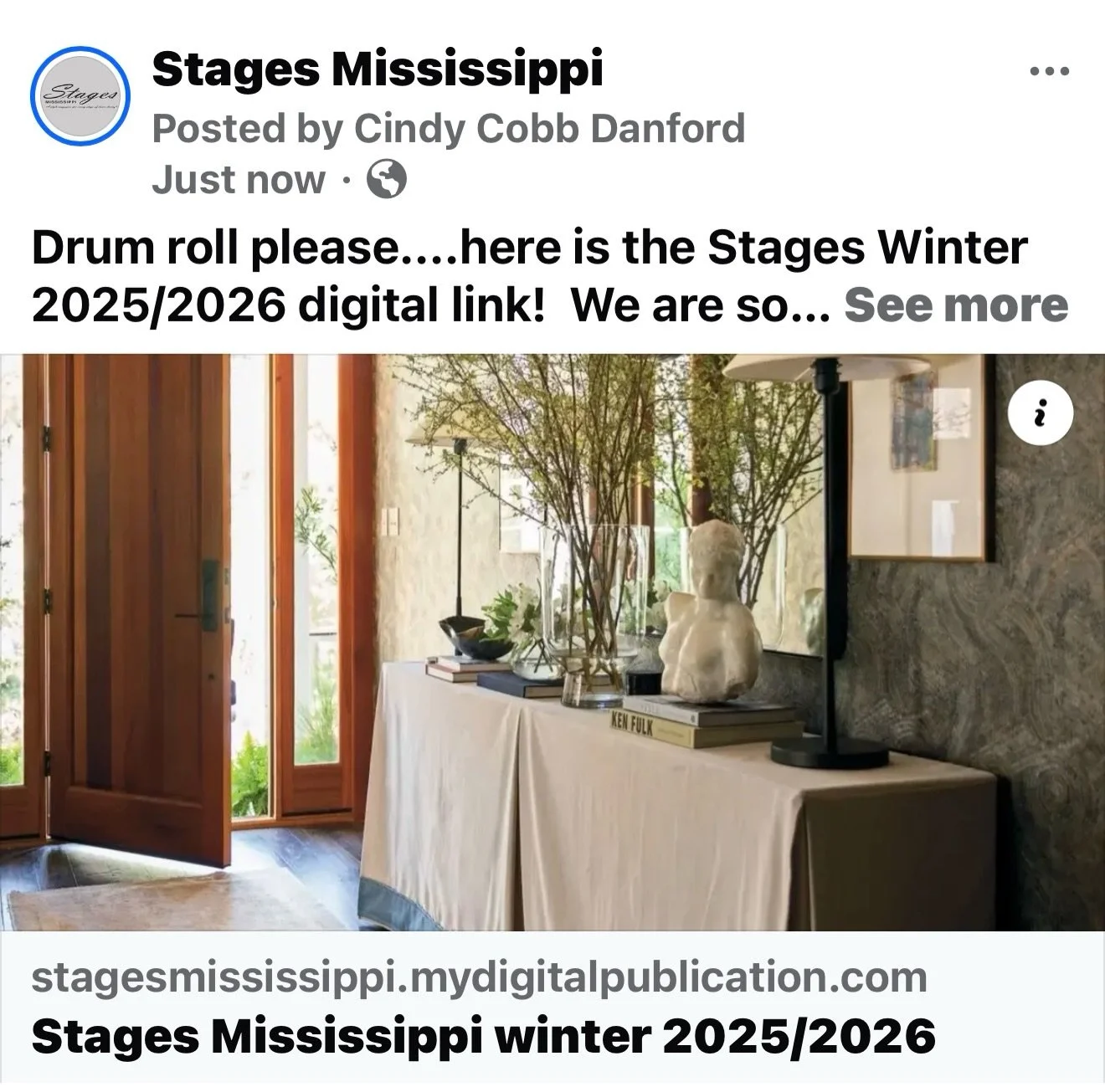 Drum roll please....here is the Stages Winter 2025/2026 digital link!  We are so excited! 
Click the link and take a peek! 

Stages Mississippi 
#stagesms