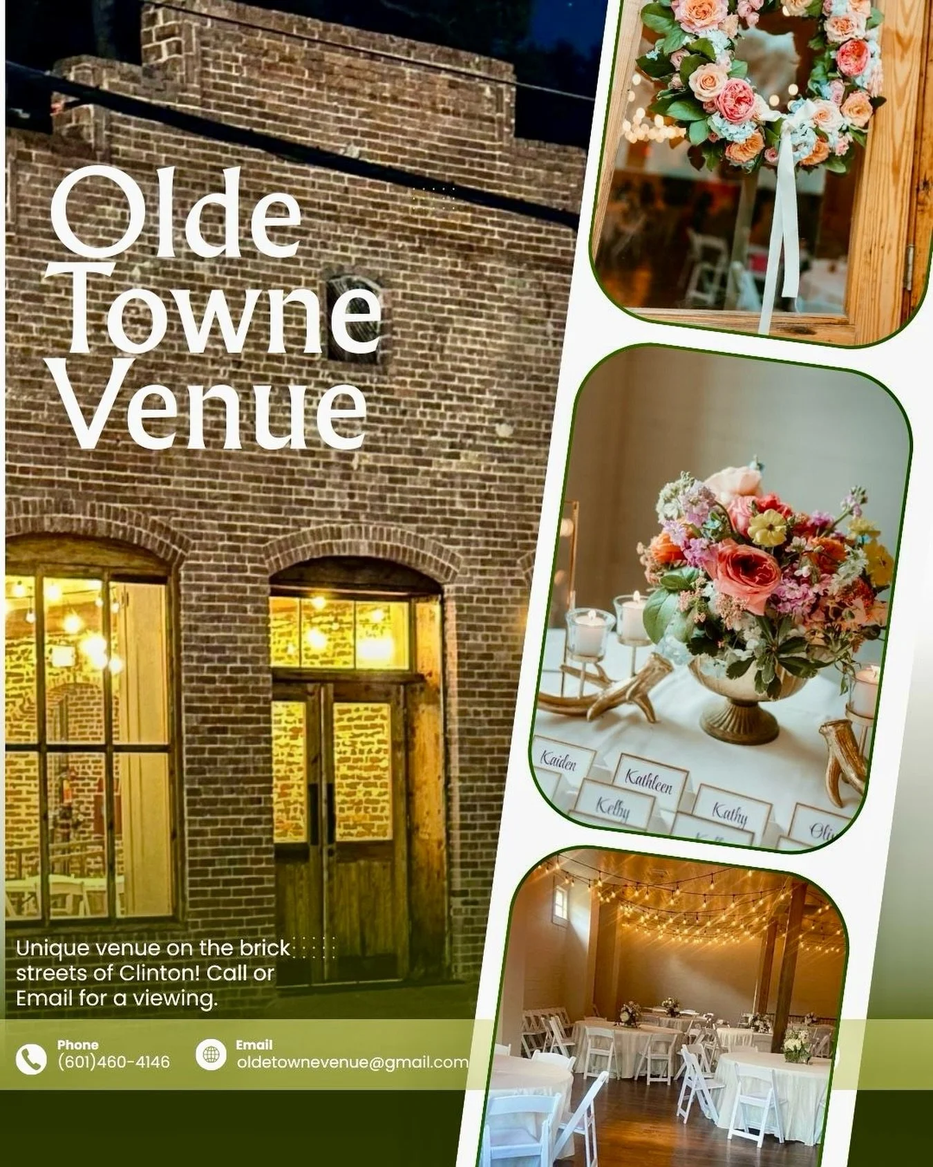 Olde Towne Venue is a beautiful venue space on the brick streets in downtown Clinton, MS. 

Follow their Facebook page!

Stages Mississippi 

#stagesms