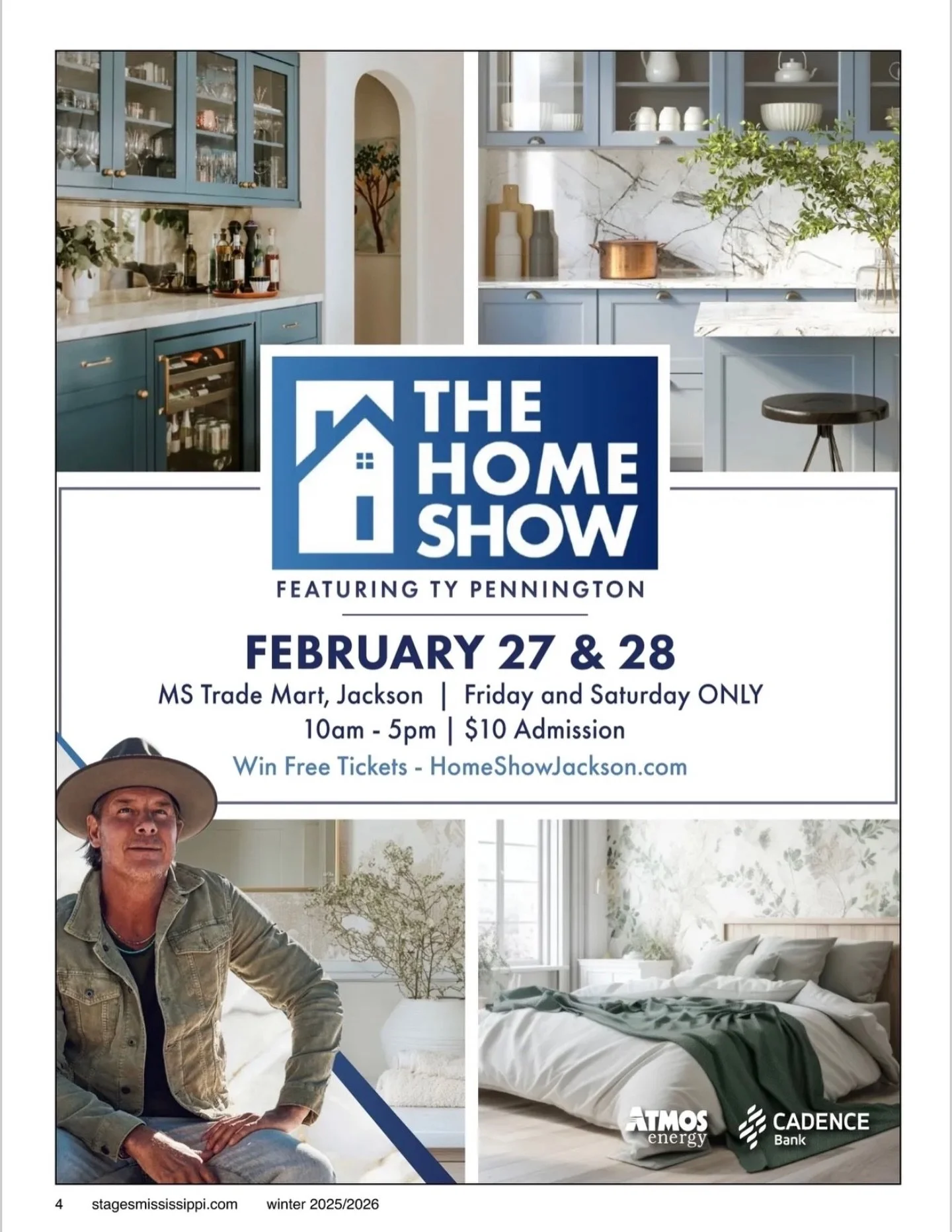 The Home Show Jackson FEATURING TY PENNINGTON! @homeshowjacksonms 

FEBRUARY 27 &amp; 28
MS Trade Mart, Jackson | Friday and Saturday ONLY
10am - 5pm | $10 Admission
For more information go to HomeShowJackson.com. 

Stages Mississippi 

#stagesms
#th