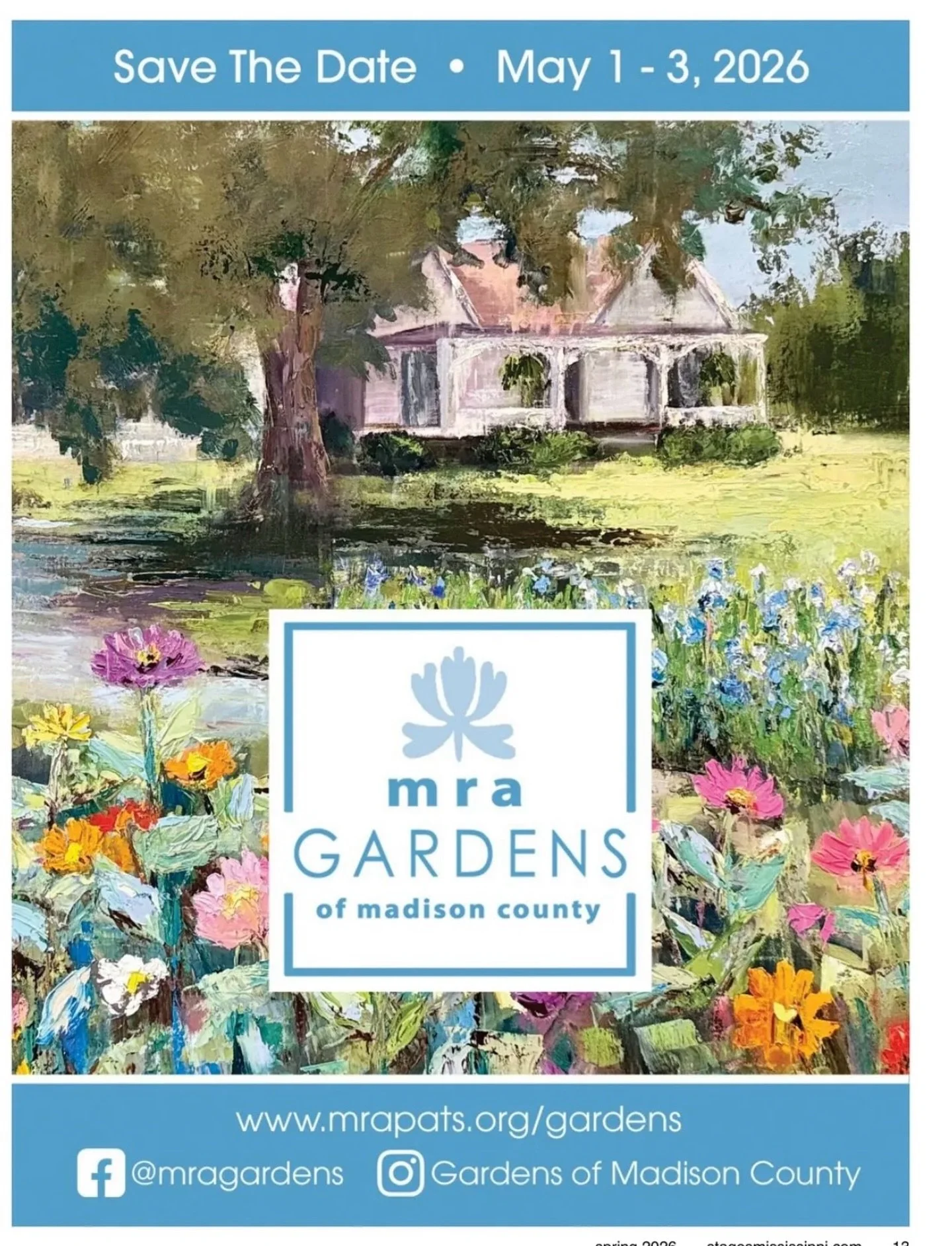 🌸 SAVE THE DATE 🌸

May 1&ndash;3, 2026
Gardens of Madison County: Madison-Ridgeland Academy is calling! @mragardens 

Stroll and soak in the beauty as the blooms come alive across Madison County&rsquo;s most stunning gardens. 

You won&rsquo;t want