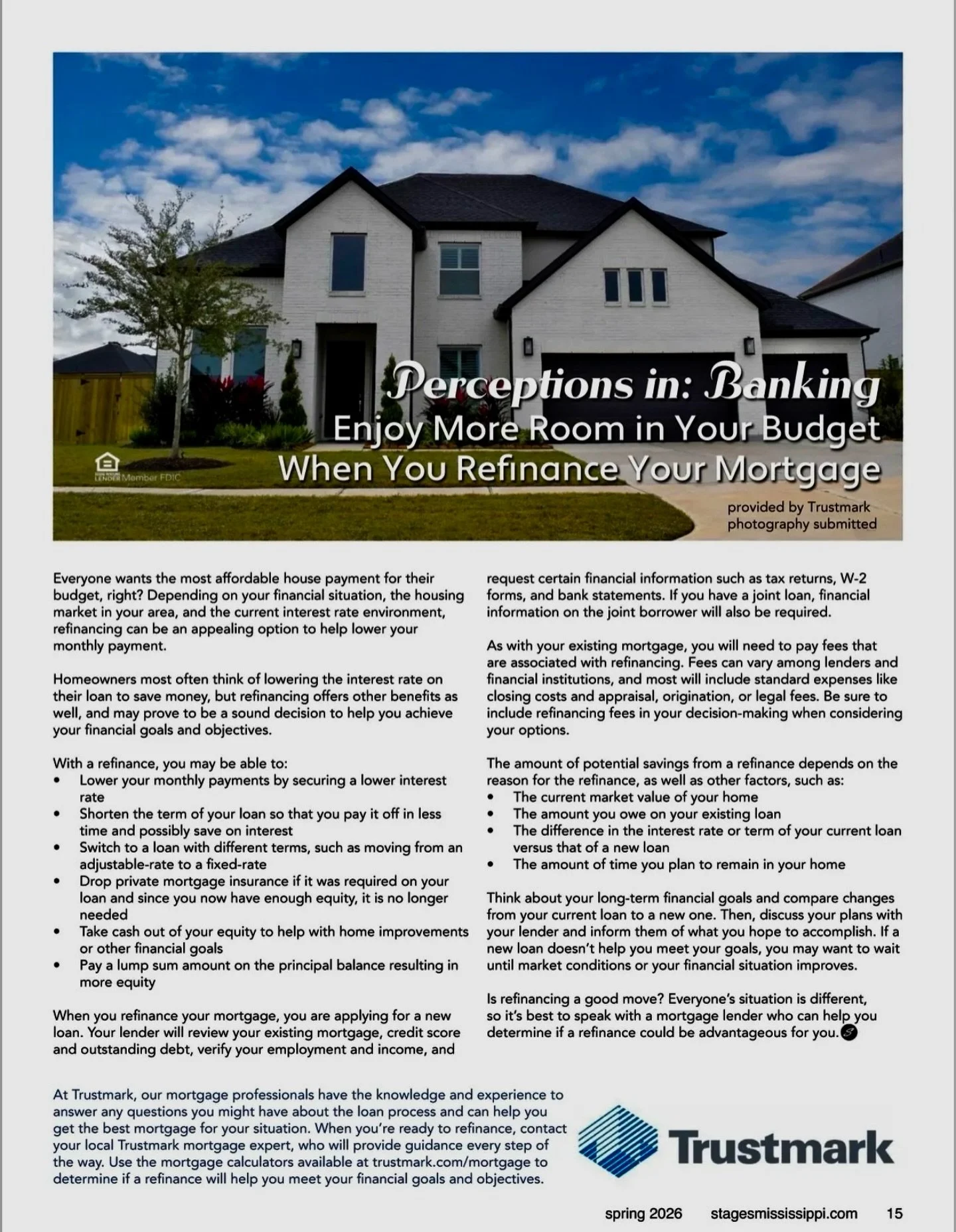 𝐏𝐞𝐫𝐜𝐞𝐩𝐭𝐢𝐨𝐧𝐬 𝐢𝐧: 𝐁𝐚𝐧𝐤𝐢𝐧𝐠
More Room in Your Budget Starts at Home

Refinancing your mortgage could be the smart move that frees up monthly cash flow and helps you reach your financial goals sooner. From lowering payments to shorteni