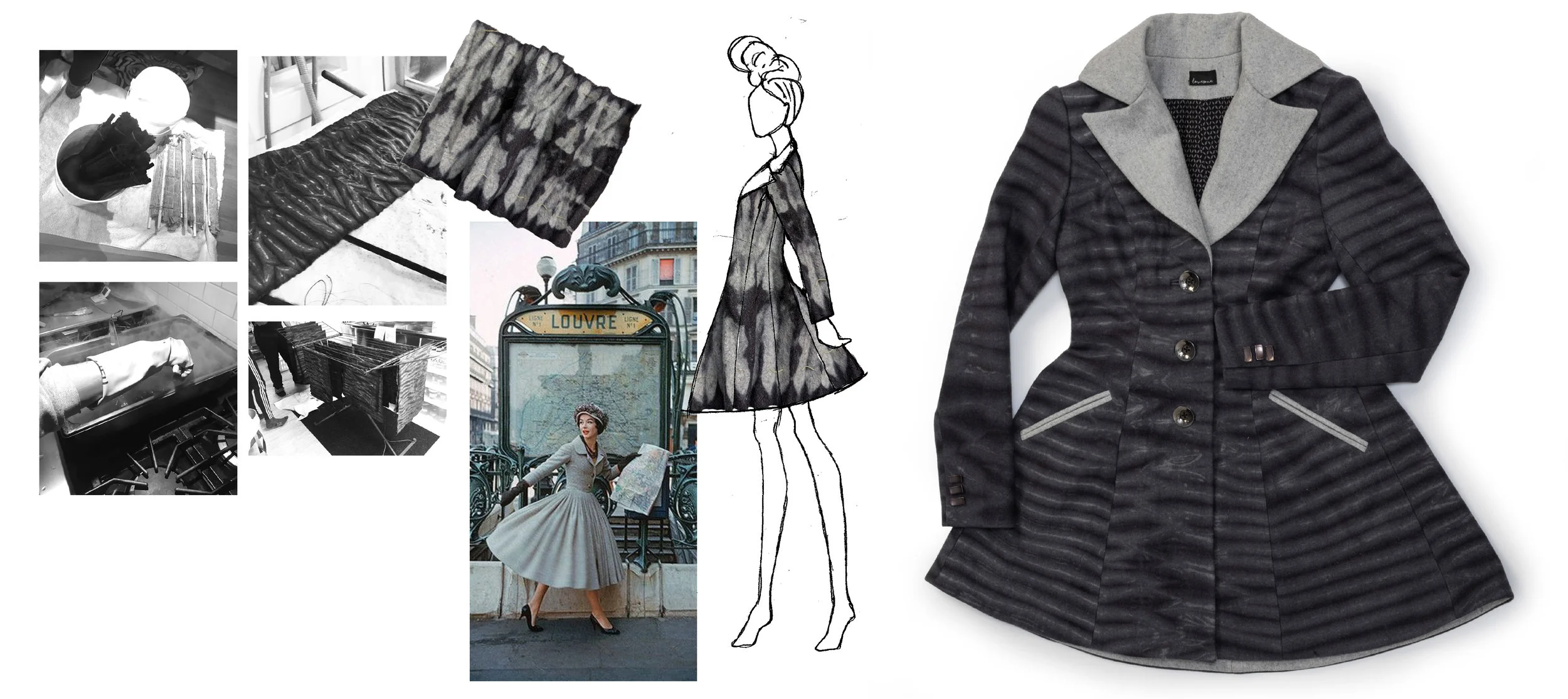 HAND DYED SHIBORI WOOL COAT