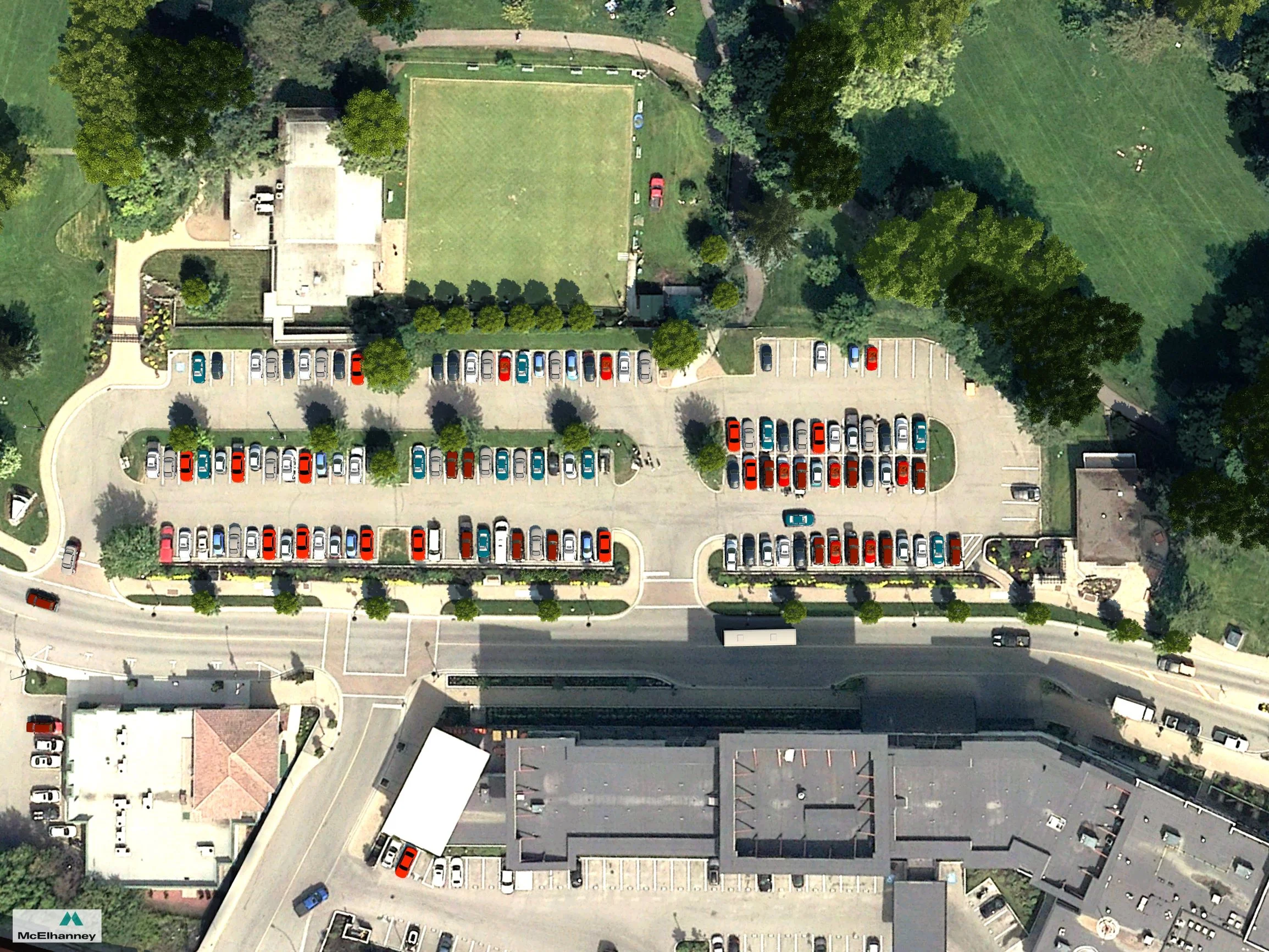 AERIAL VIEW OF EXISTING SITE Conceptual drawing of the existing proposed site for the Kamloops Public Market Cooperative. Credit: Robert Howell, AScT, McElhanney