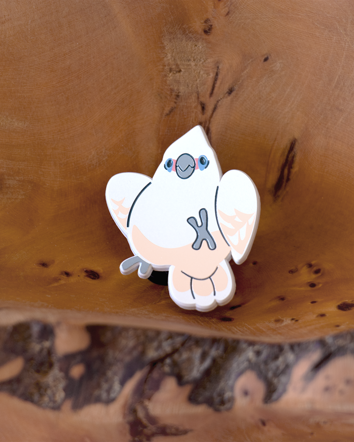 little corella dyed enamel pin