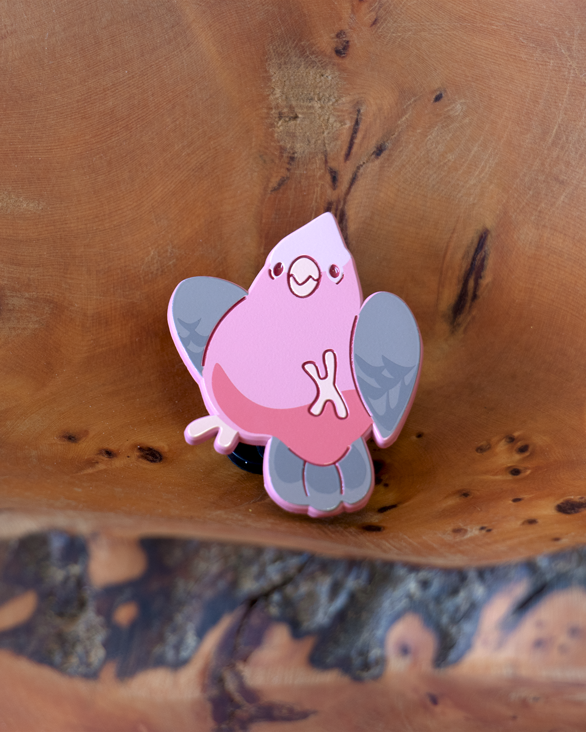galah dyed enamel pin
