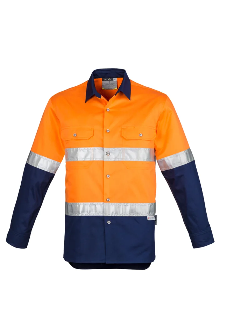 ZW123 Mens Hi Vis Spliced Industrial Shirt - Hoop Taped