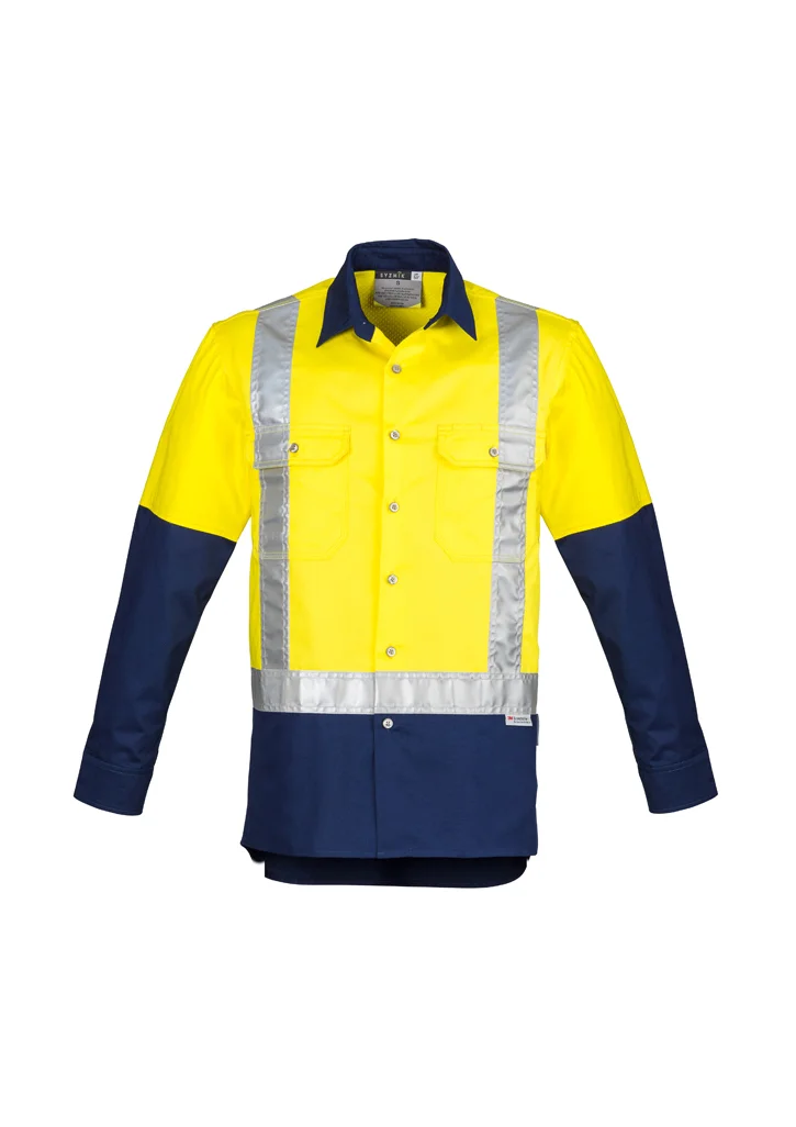 ZW124 Mens Hi Vis Spliced Industrial Shirt - Shoulder Taped
