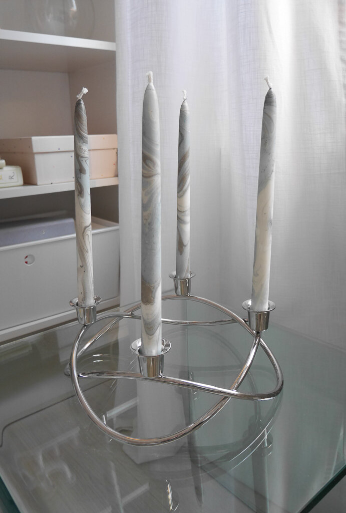 Hand marbled candles 