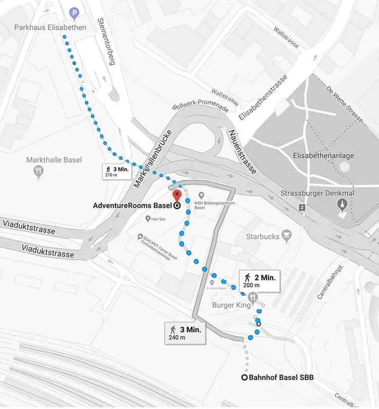 Karte AdventureRooms Basel