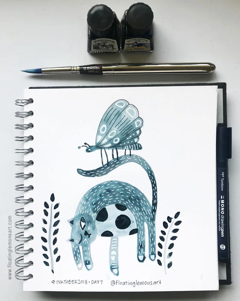 Inktober day 7: Moth & Exhausted