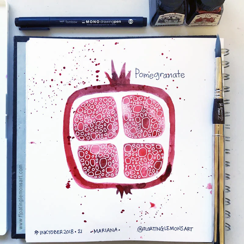 Inktober 21: Pomegranate