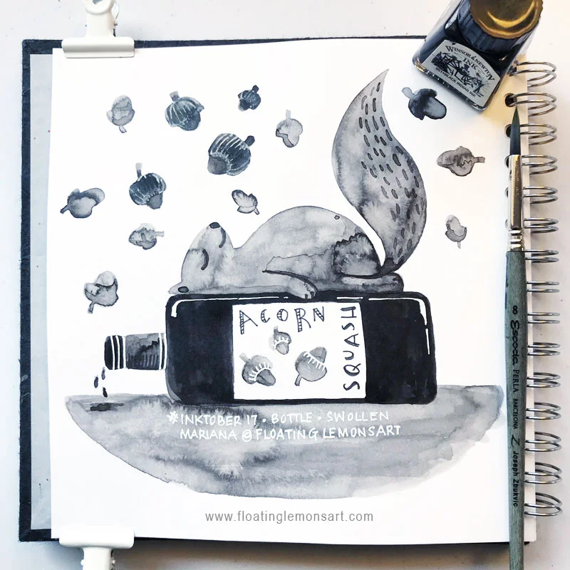 Inktober 17: Bottle & Swollen