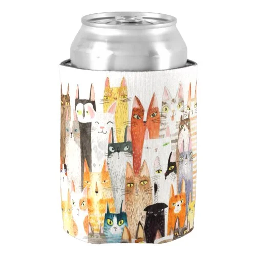 Cats Pattern Bottle Cooler by My Art Mart for Zazzle USA and UK
