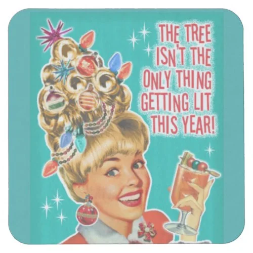 Funny Christmas Cocktail Party Drink Coasters 6 by MyDesignStudio for Zazzle USA and UK