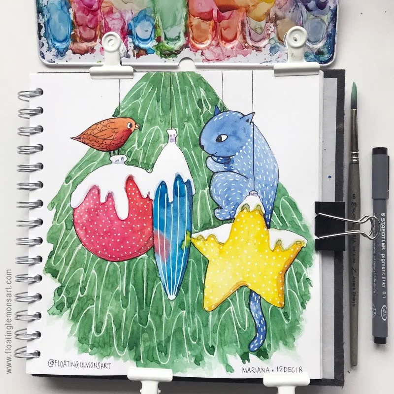 Christmas Ornaments version 1 by Mariana : Floating Lemons Art