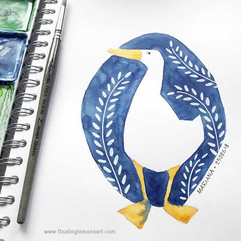 White Duck by Mariana : Floating Lemons Art