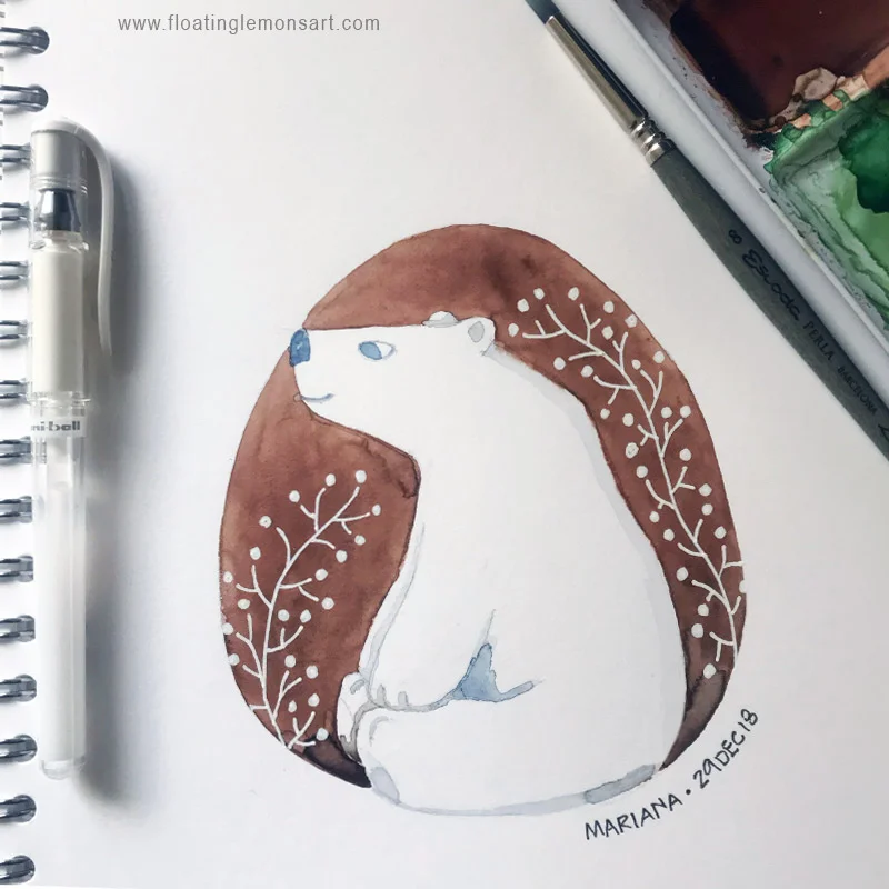 White Bear by Mariana : Floating Lemons Art