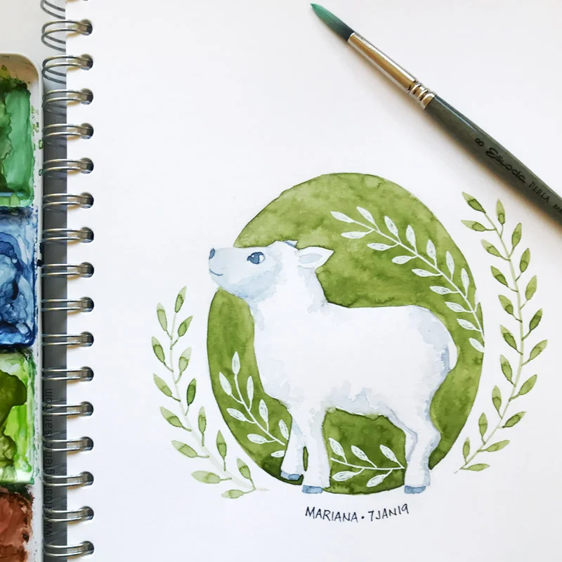 Lamb Circle by Mariana : Floating Lemons Art
