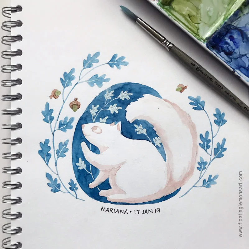 Squirrel in CIrcle by Mariana : Floating Lemons Art