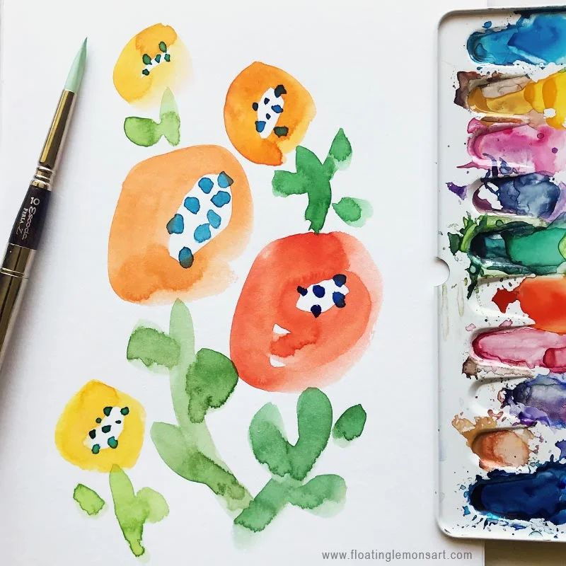 Happy Flowers by Floating Lemons Art
