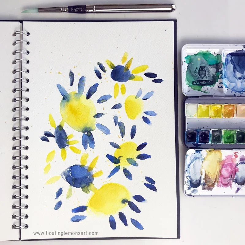 Sunny Blue Flowers by Floating Lemons Art