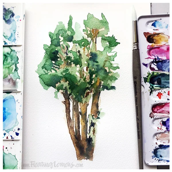 Watercolour Tree by Floating Lemons Art